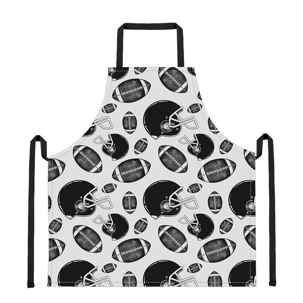 Black And White American Football Print Apron