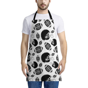 Black And White American Football Print Apron