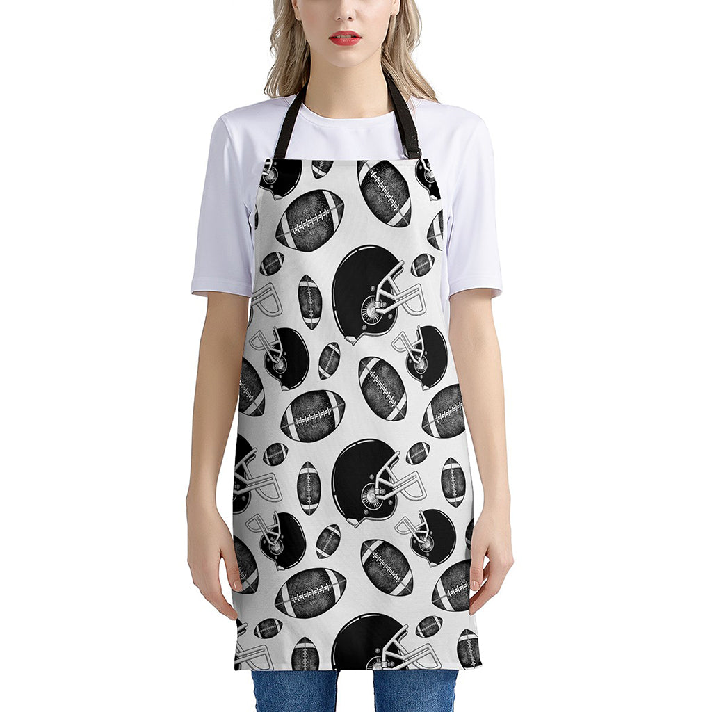 Black And White American Football Print Apron