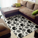Black And White American Football Print Area Rug