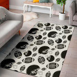 Black And White American Football Print Area Rug