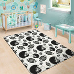 Black And White American Football Print Area Rug
