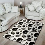 Black And White American Football Print Area Rug