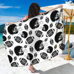 Black And White American Football Print Beach Sarong Wrap