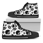 Black And White American Football Print Black High Top Shoes