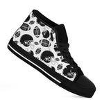 Black And White American Football Print Black High Top Shoes