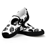 Black And White American Football Print Black Slip On Shoes