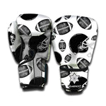 Black And White American Football Print Boxing Gloves