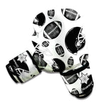 Black And White American Football Print Boxing Gloves