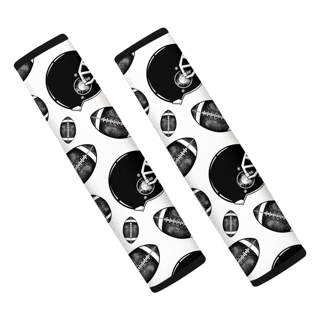 Black And White American Football Print Car Seat Belt Covers