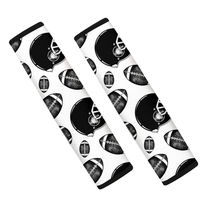 Black And White American Football Print Car Seat Belt Covers
