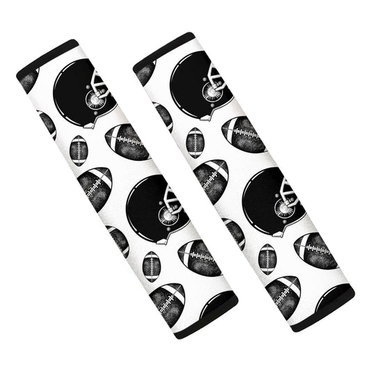 Black And White American Football Print Car Seat Belt Covers