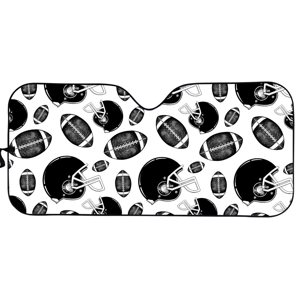 Black And White American Football Print Car Sun Shade