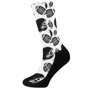 Black And White American Football Print Crew Socks