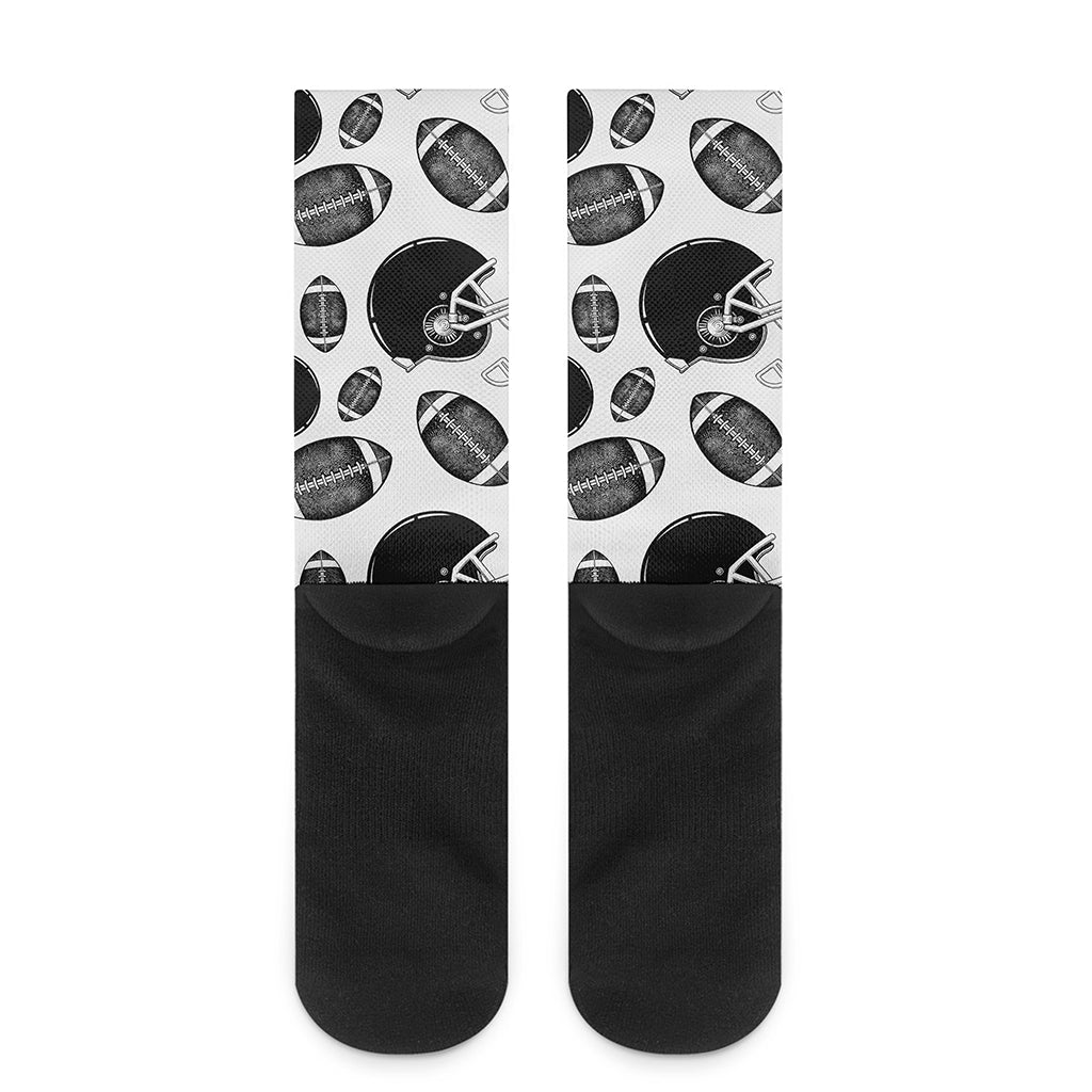 Black And White American Football Print Crew Socks