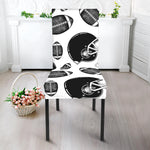 Black And White American Football Print Dining Chair Slipcover
