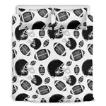 Black And White American Football Print Duvet Cover Bedding Set