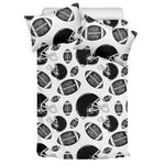Black And White American Football Print Duvet Cover Bedding Set