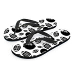 Black And White American Football Print Flip Flops