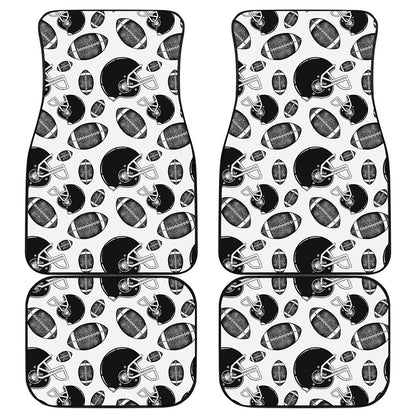 Black And White American Football Print Front and Back Car Floor Mats