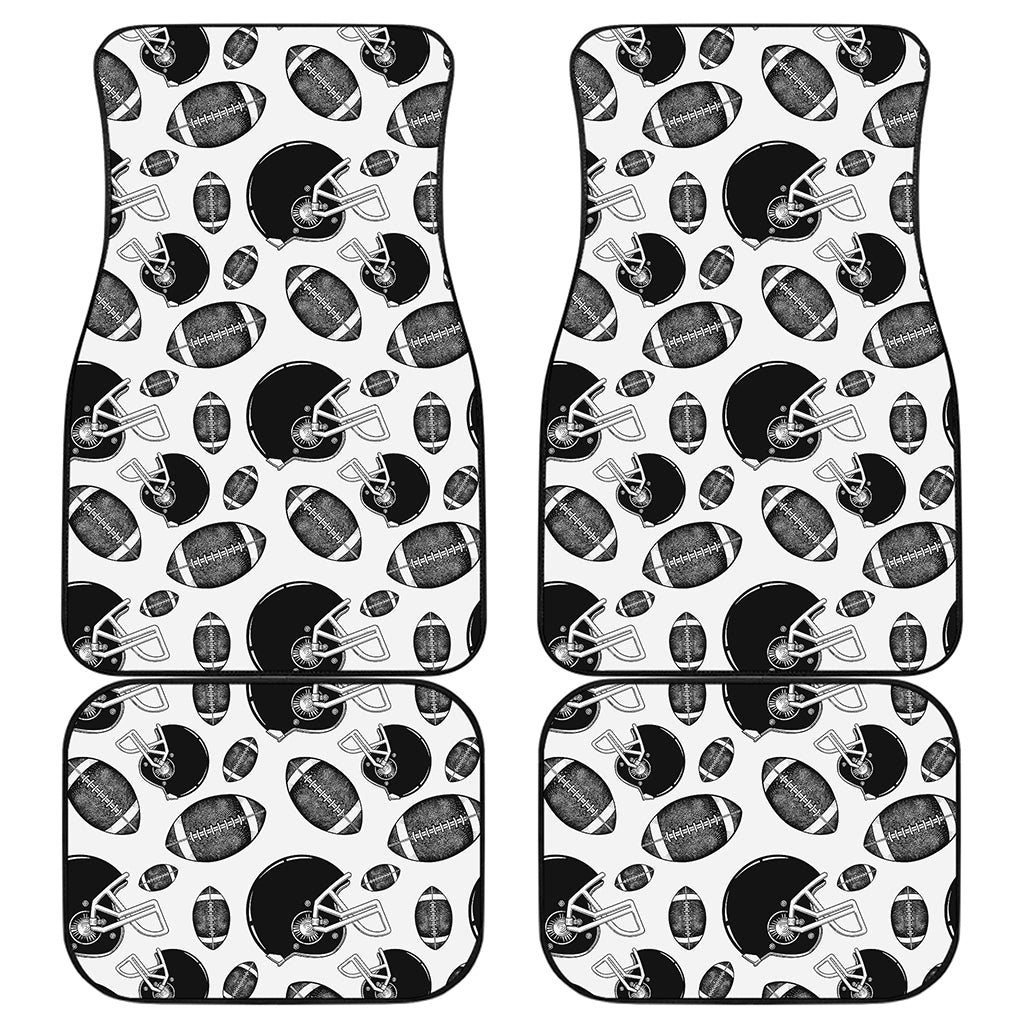 Black And White American Football Print Front and Back Car Floor Mats