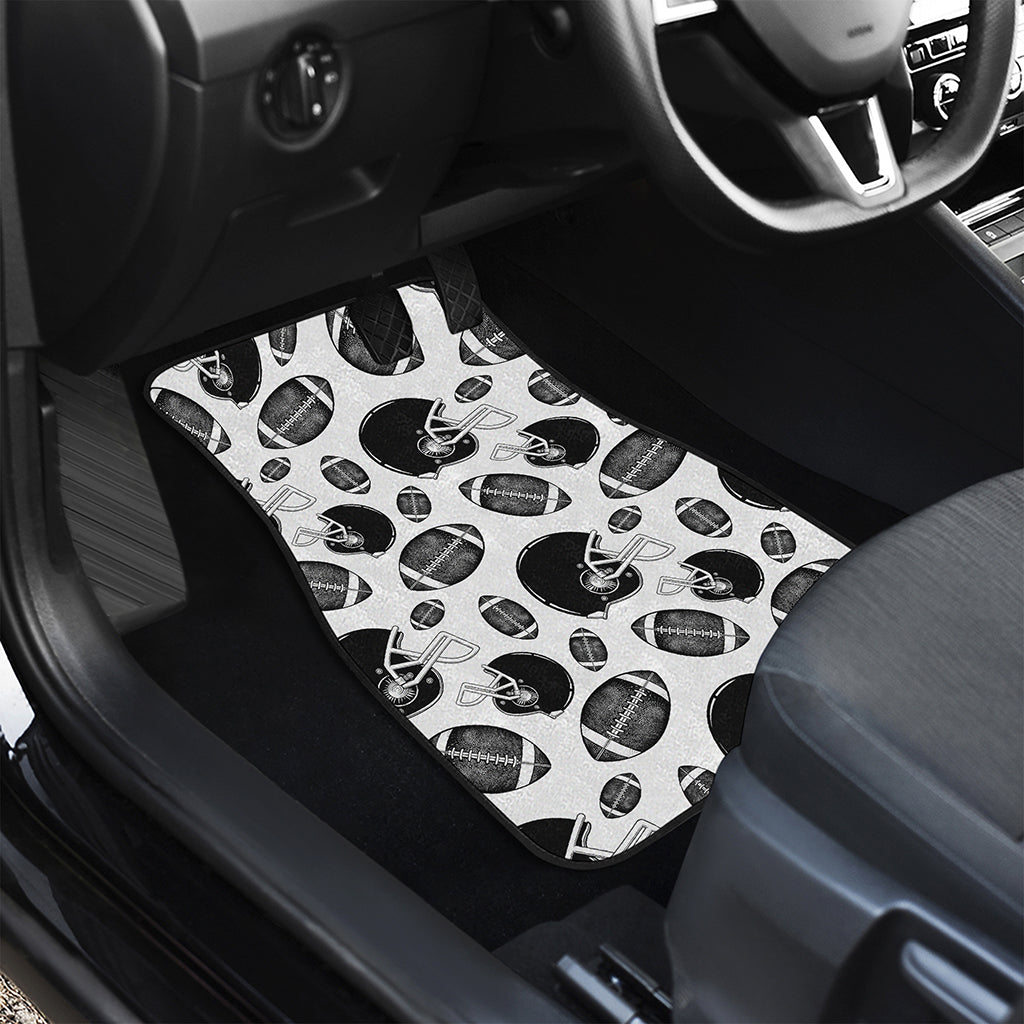 Black And White American Football Print Front and Back Car Floor Mats
