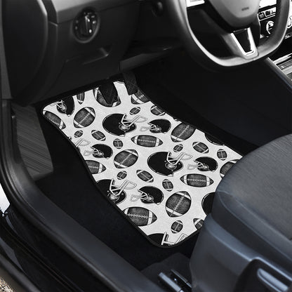 Black And White American Football Print Front and Back Car Floor Mats