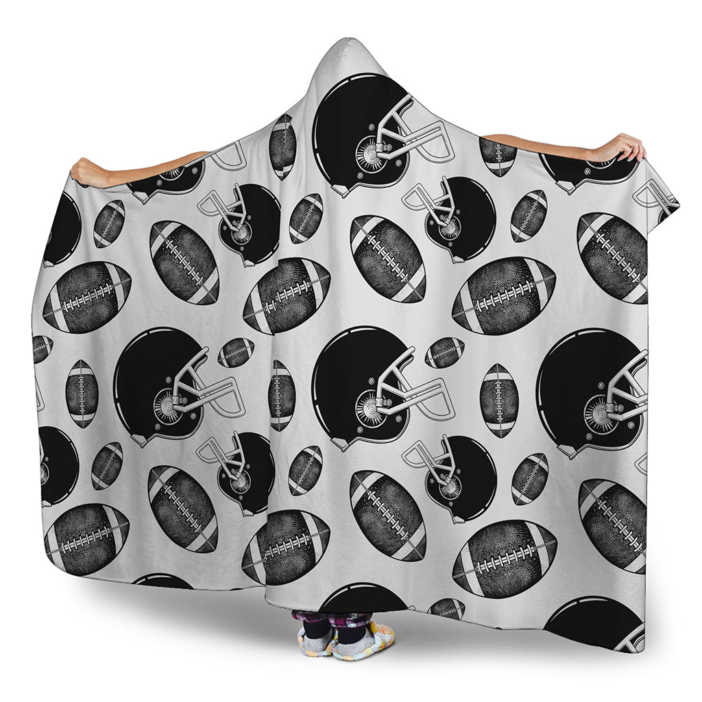 Black And White American Football Print Hooded Blanket
