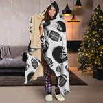 Black And White American Football Print Hooded Blanket