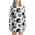 Black And White American Football Print Pullover Hoodie Dress