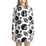 Black And White American Football Print Hoodie Dress