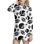 Black And White American Football Print Hoodie Dress