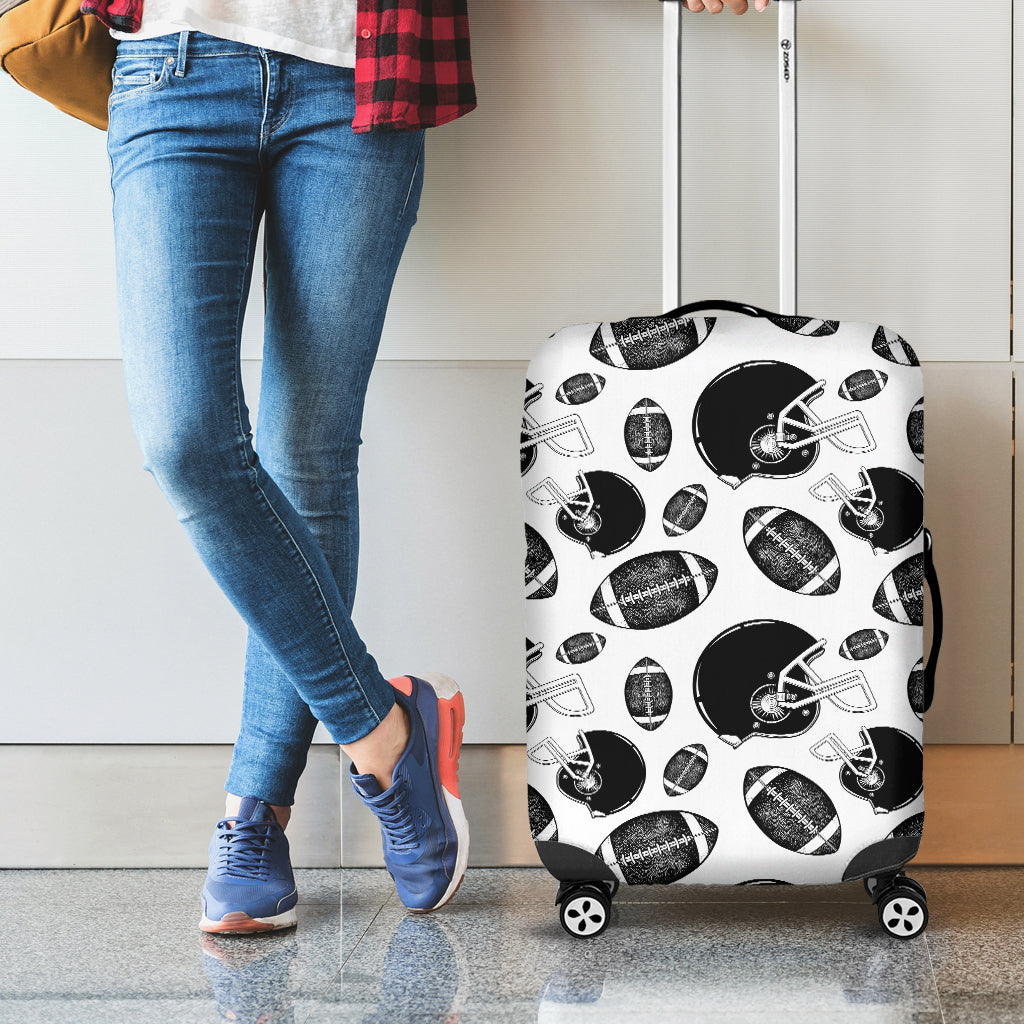 Black And White American Football Print Luggage Cover