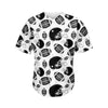 Black And White American Football Print Men's Baseball Jersey