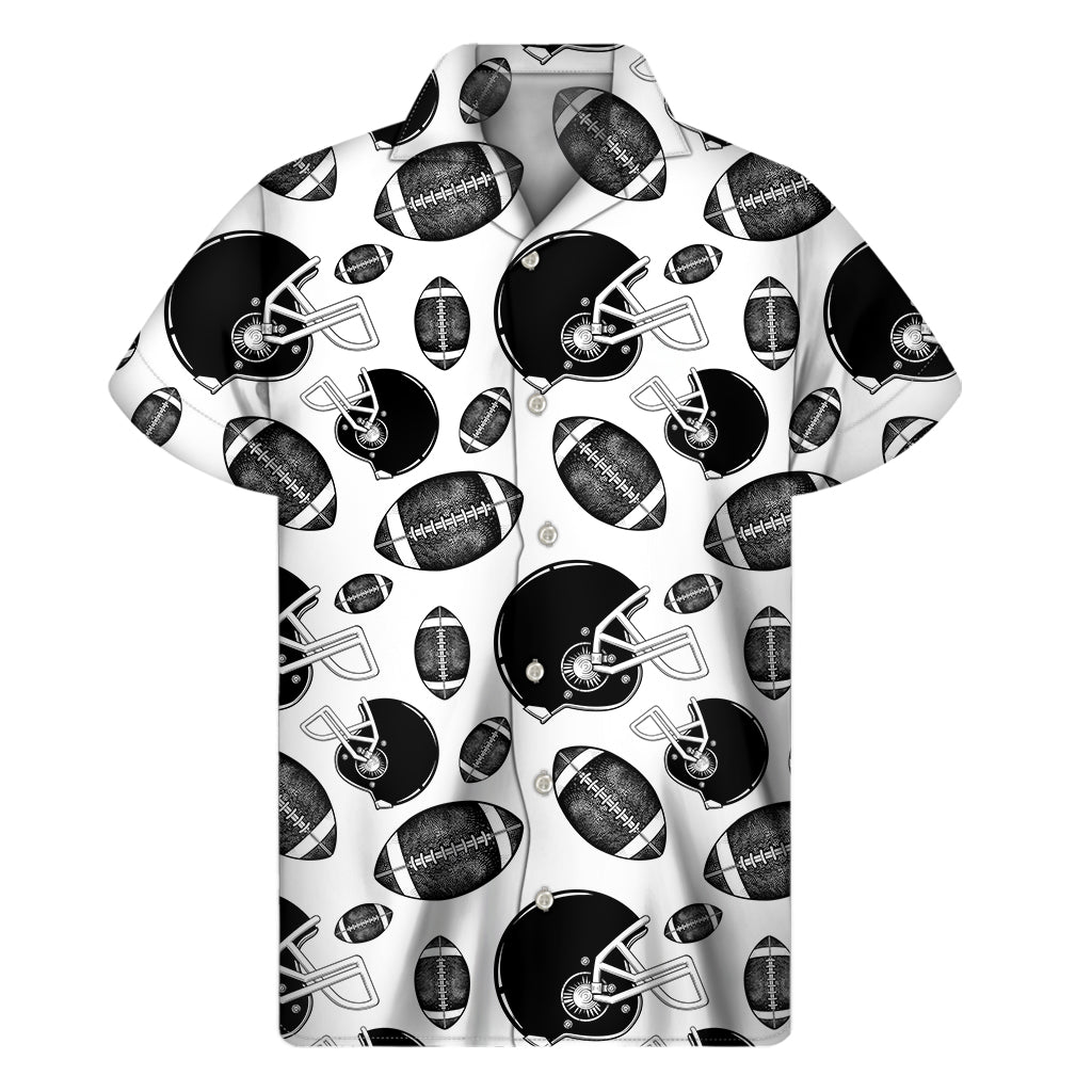 Black And White American Football Print Men's Short Sleeve Shirt