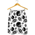 Black And White American Football Print Men's Shorts
