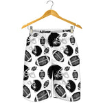 Black And White American Football Print Men's Shorts
