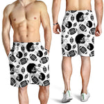 Black And White American Football Print Men's Shorts
