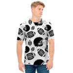 Black And White American Football Print Men's T-Shirt