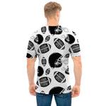 Black And White American Football Print Men's T-Shirt