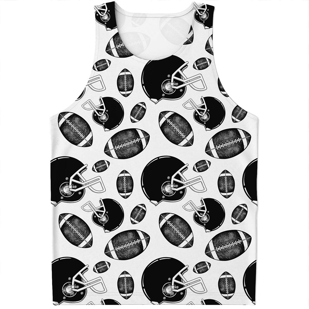 Black And White American Football Print Men's Tank Top