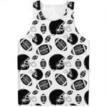 Black And White American Football Print Men's Tank Top