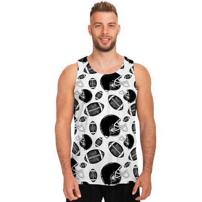 Black And White American Football Print Men's Tank Top