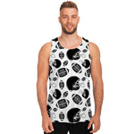 Black And White American Football Print Men's Tank Top