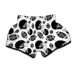 Black And White American Football Print Muay Thai Boxing Shorts