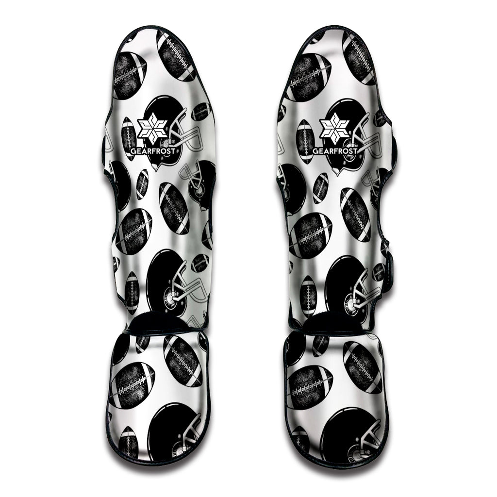 Black And White American Football Print Muay Thai Shin Guard