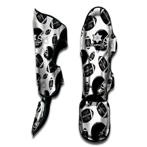 Black And White American Football Print Muay Thai Shin Guard