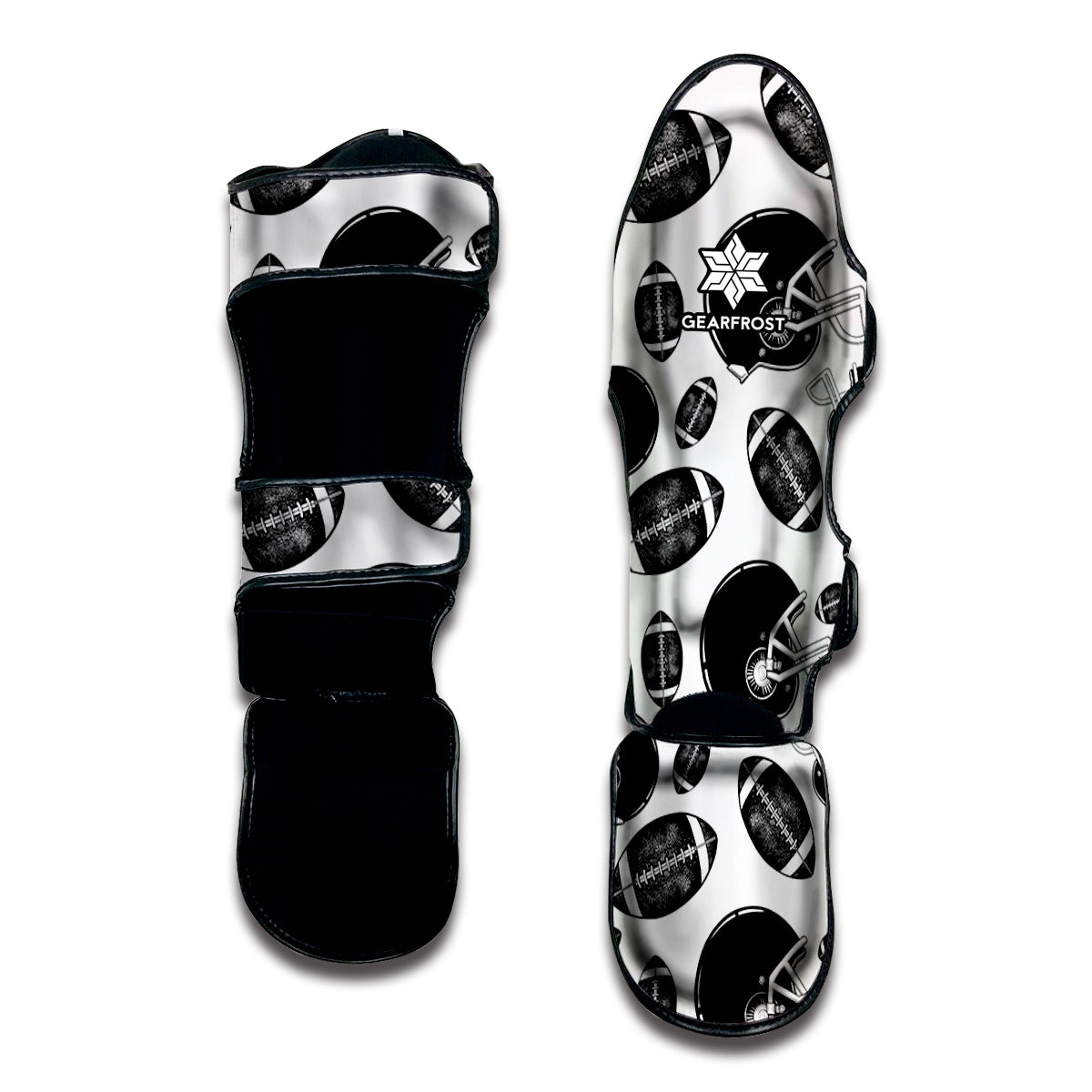 Black And White American Football Print Muay Thai Shin Guard