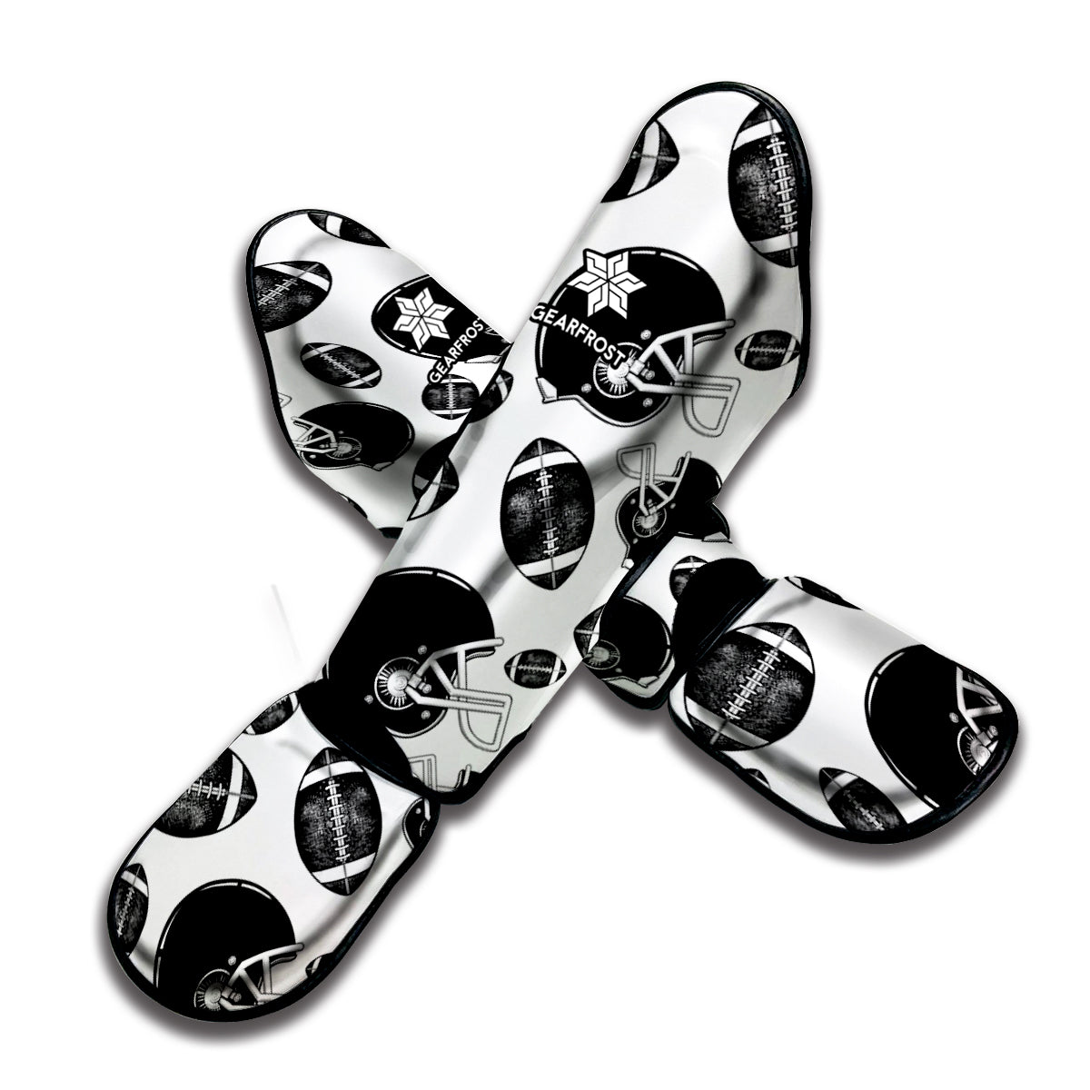 Black And White American Football Print Muay Thai Shin Guard