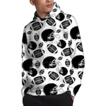 Black And White American Football Print Pullover Hoodie